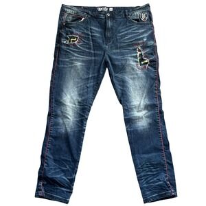 Born Fly Jeans Mens Size 40 Straight‎ Leg Patched Distressed Streetwear
